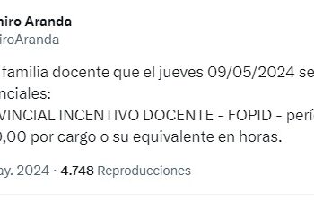 Este Jueves pagan el Fopid a docentes misioneros