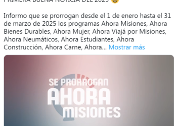 LOS PROGRAMAS AHORA MISIONES CONTINUARÁN HASTA EL 31 DE MARZO DEL 2025