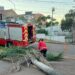 Un operario de EMSA cayó de un poste dañado por un incendio y sufrió lesiones